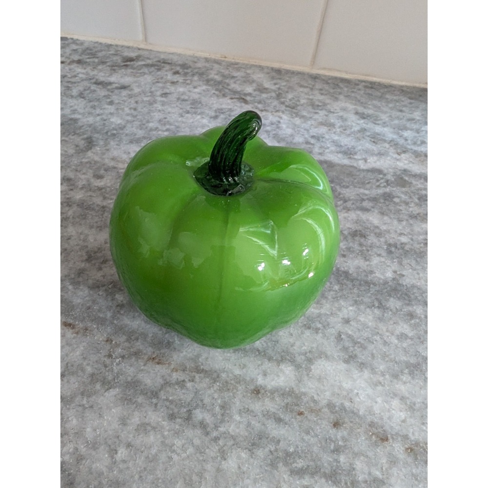 Vintage Handblown Glass Green Bell Pepper